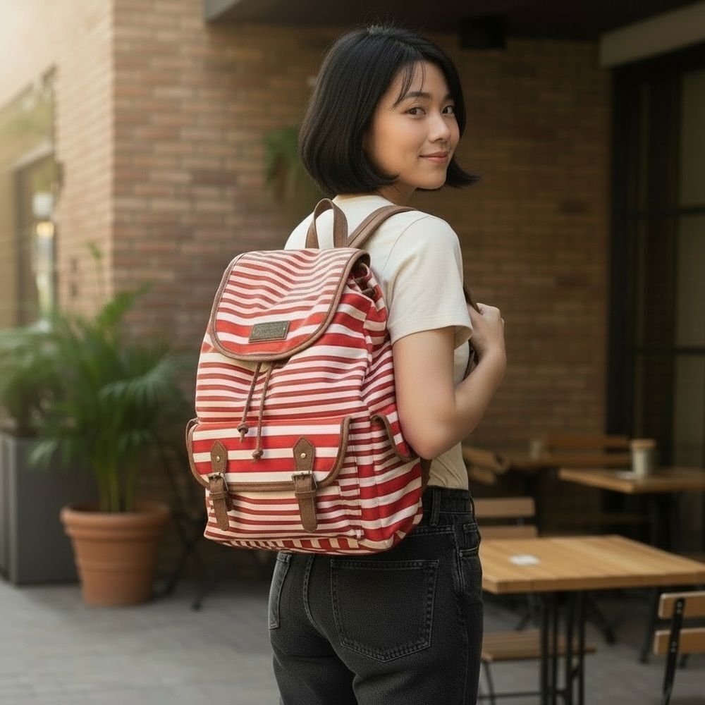 Awesome Jessica Simpson Red and White Striped Backpack